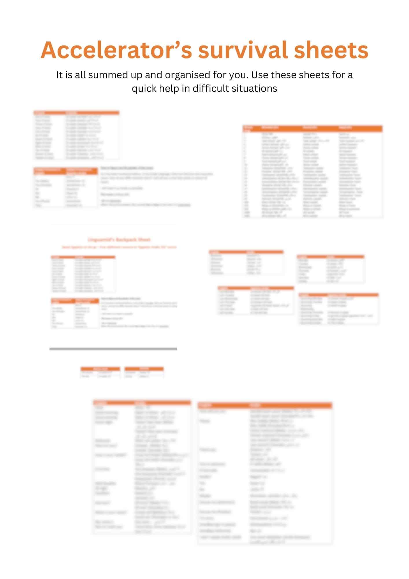 Accelerator survival sheet Accelerator survival sheet
